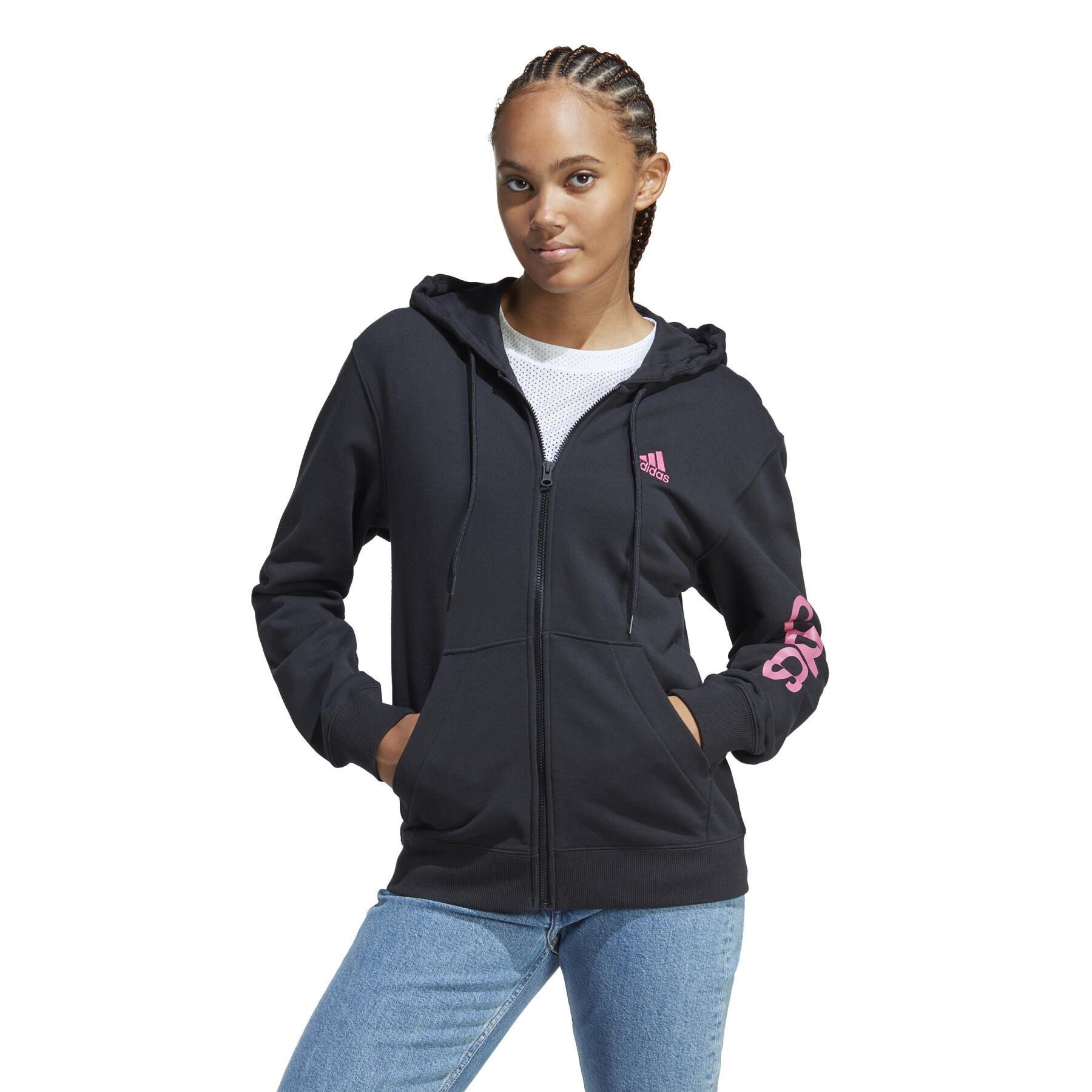 Sweatshirt full zip hoodie for women adidas Essentials Linear
