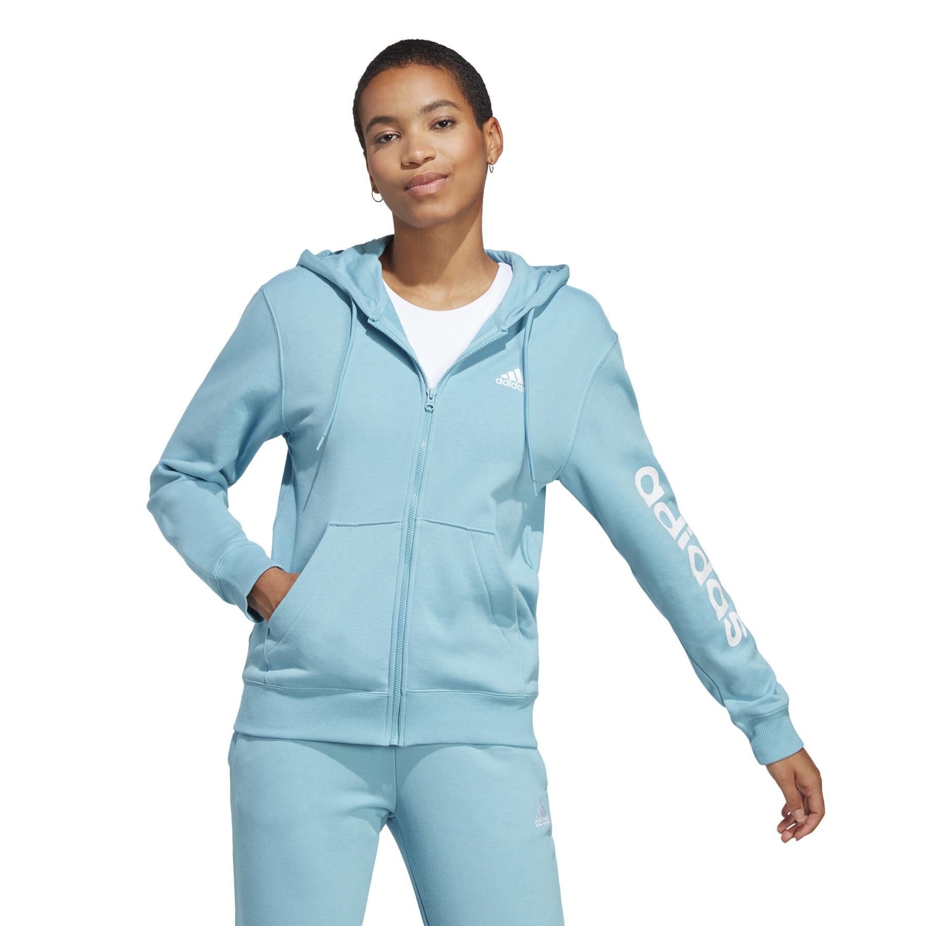 Sweatshirt linear hooded fleece full zip woman adidas Essentials