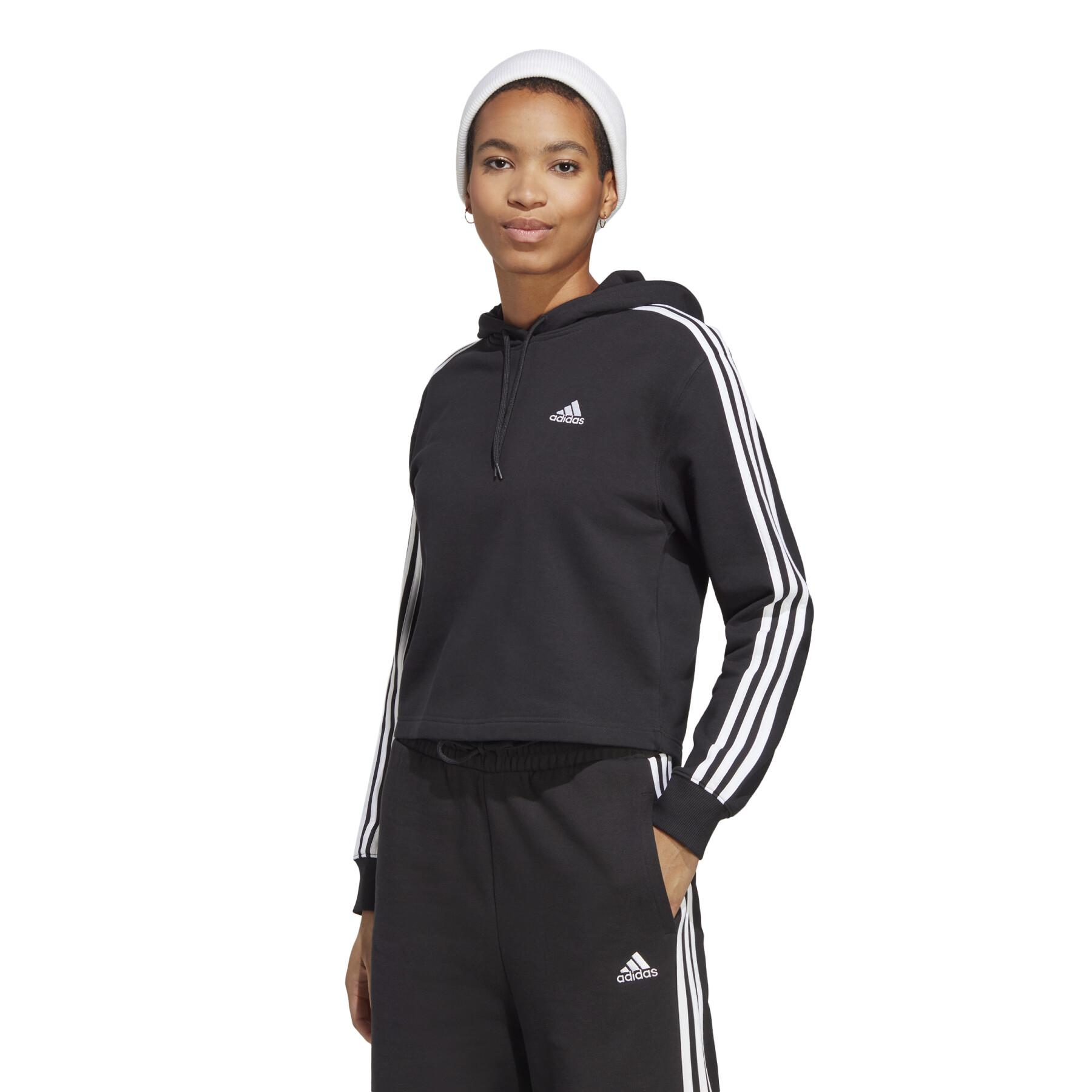 Women's crop hoodie adidas 3-Stripes Essentials French Terry