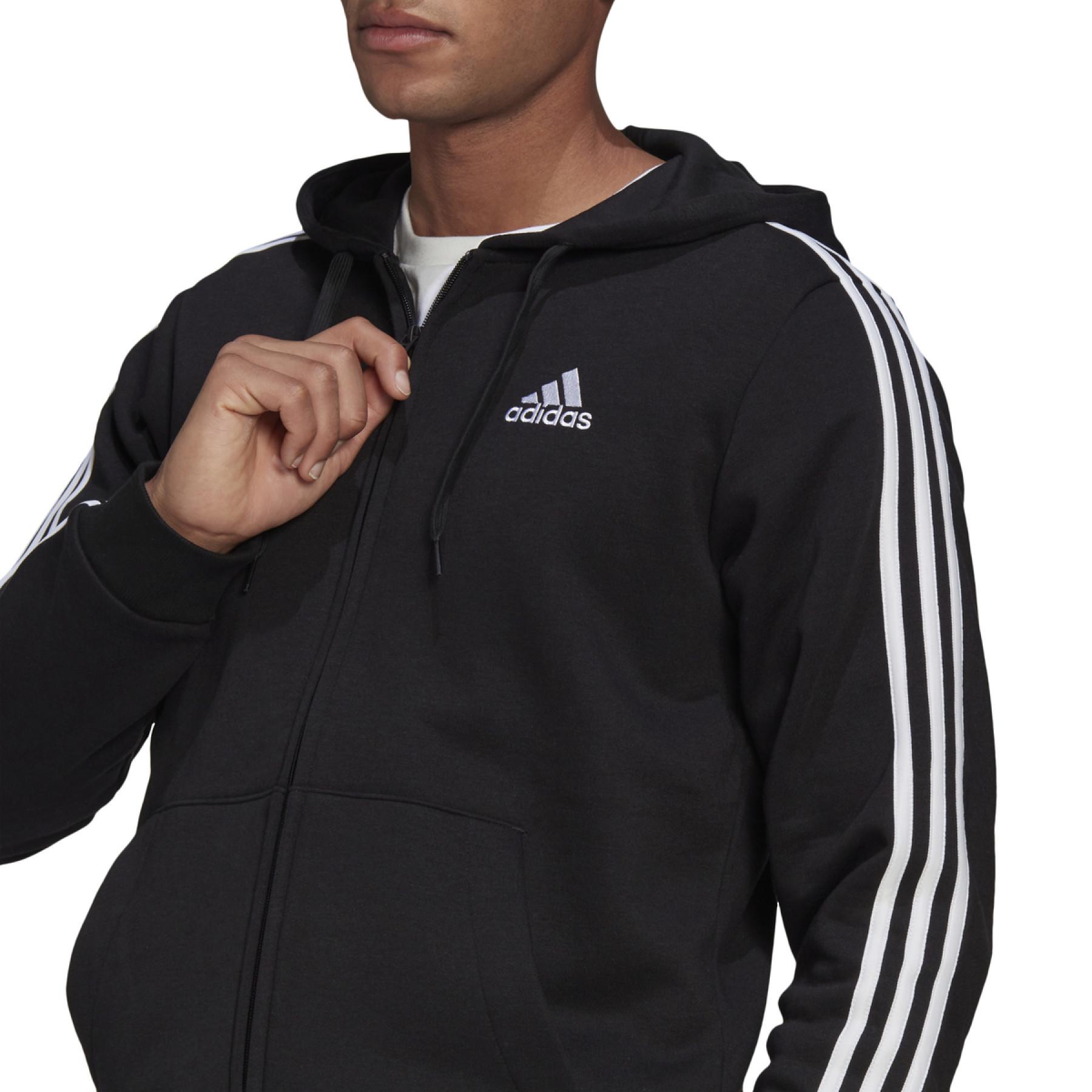 Hooded sweatshirt adidas Essentials Fleece 3-Bandes Full-Zip