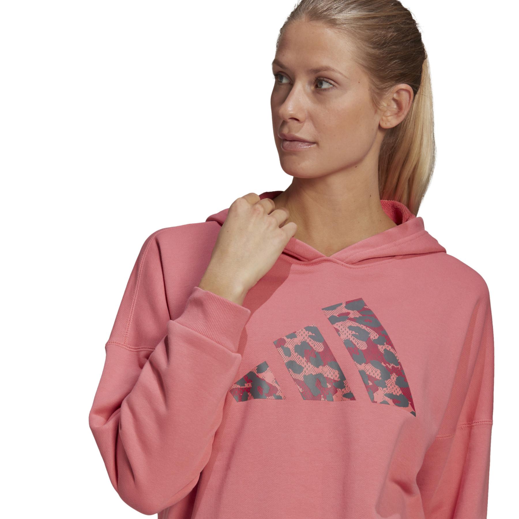 Women's hooded sweatshirt adidas Sportswear Leopard-Print Oversize