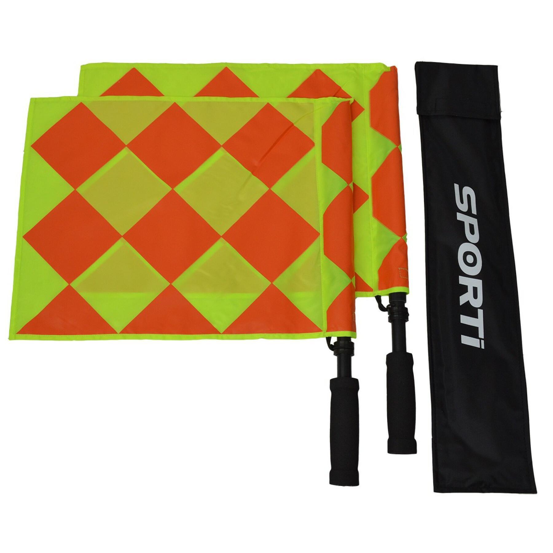 Pair of multi-checkered touch flags Sporti
