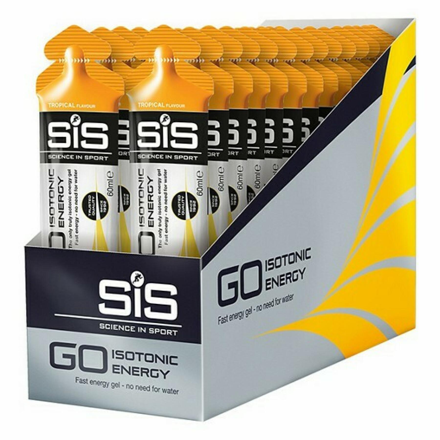 Pack of 30 energy gels Science in Sport Go Isotonic - Tropical - 60 ml
