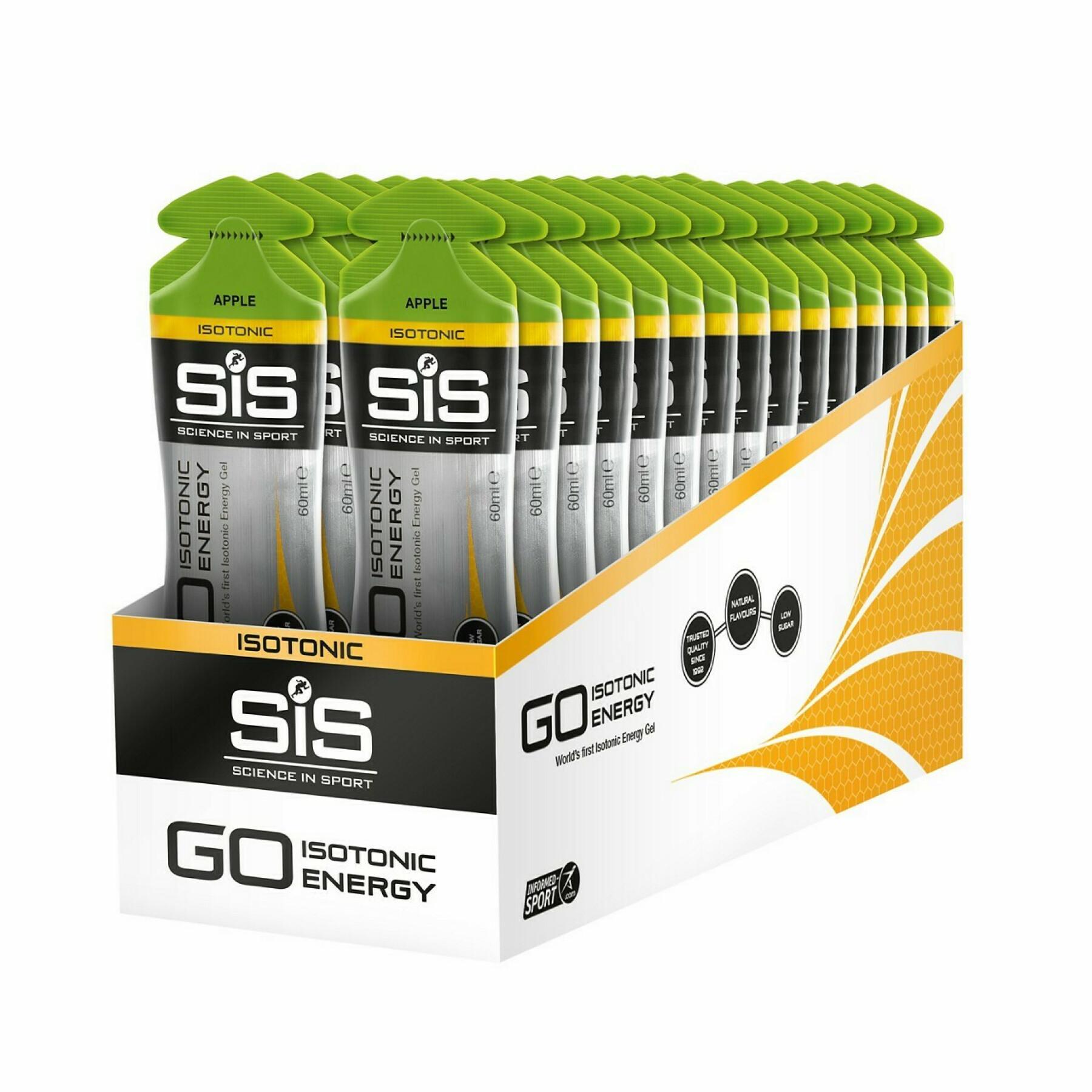 Pack of 30 energy gels Science in Sport Go Isotonic - Pomme - 60 ml
