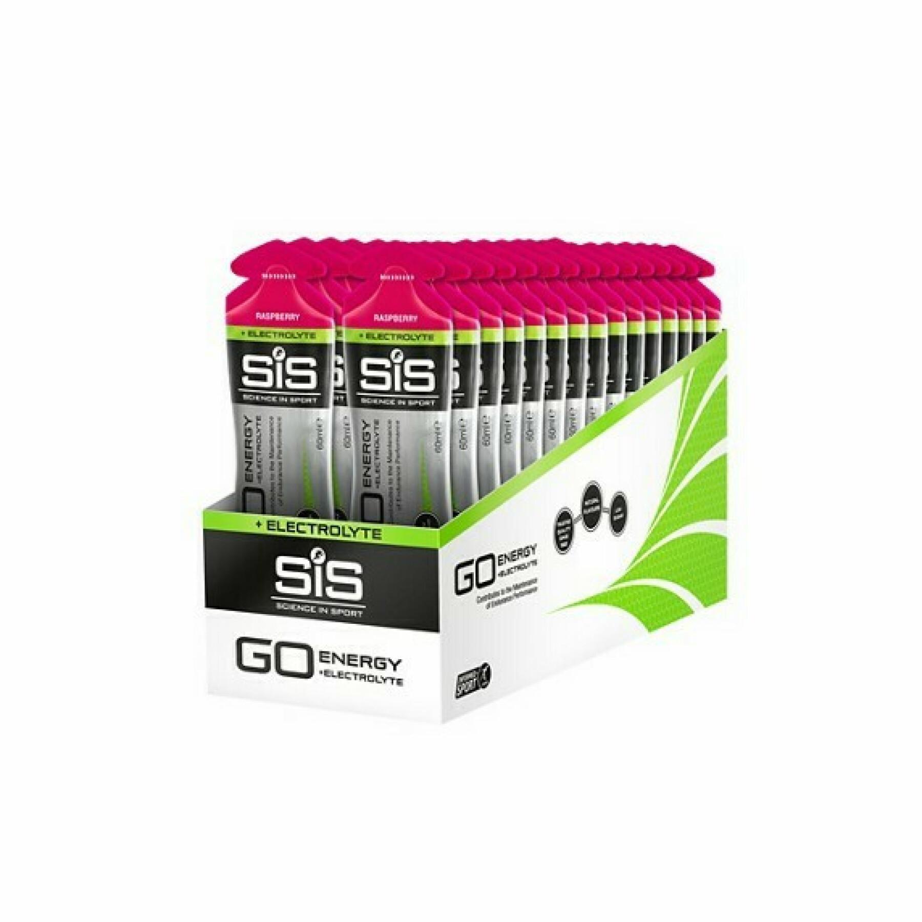 Pack of 30 energy gels Science in Sport Go + Electrolyte - Rose framboise - 60 ml